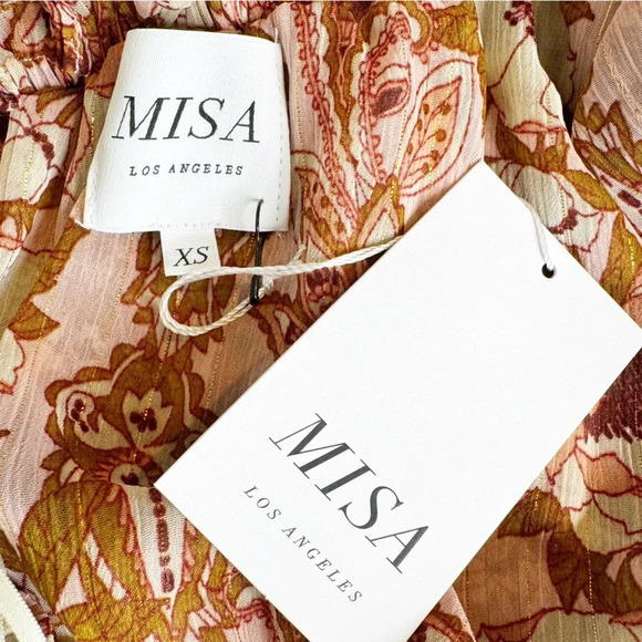 MISA Vola Floral One Shoulder Midi Dress San Lorenzo Flora Pink Size XS NWT - Picture 12 of 15